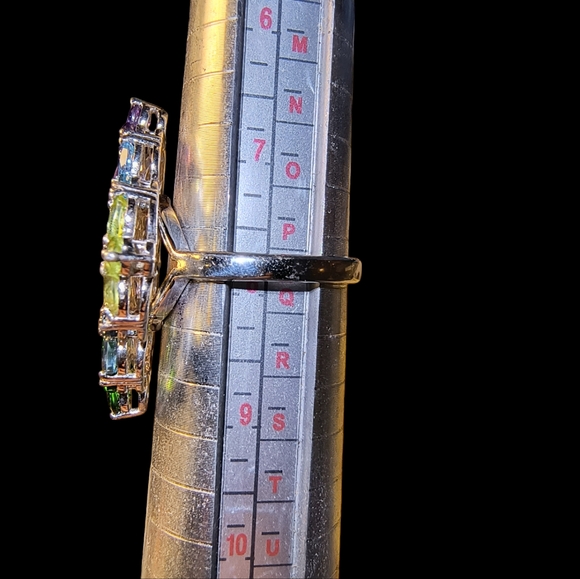 Multi Gemstone & Sterling Silver Large Cocktail Ring Size 8 - Picture 14 of 14